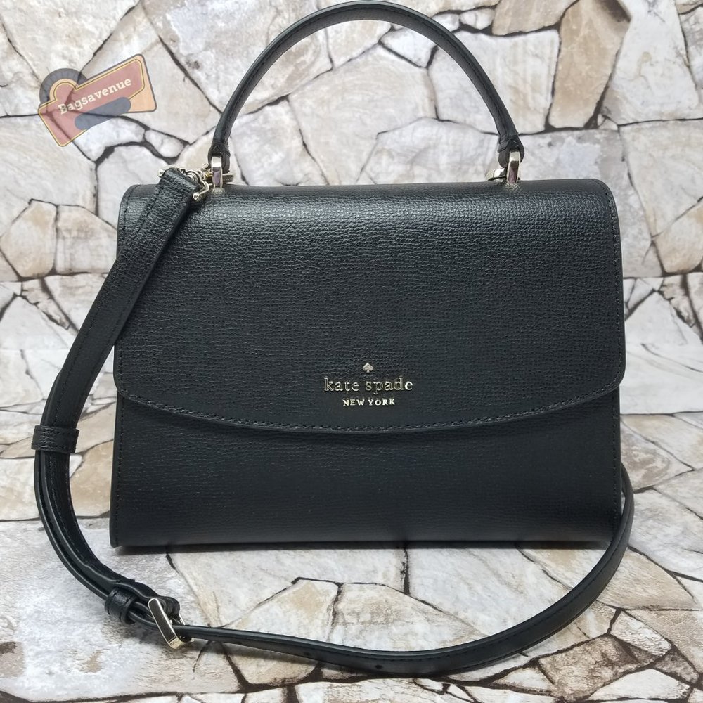 #bagsavenue Kate Spade Darcy Leather Top Handle Satchel Crossbody Black Leather - Picture 9 of 9